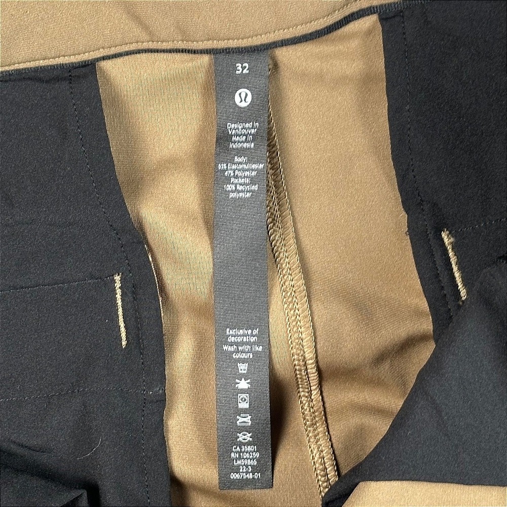 Lululemon Commission Slim Pant Mens 32x33 Brown Warpstreme Chino ABC Golf Travel - Picture 2 of 16